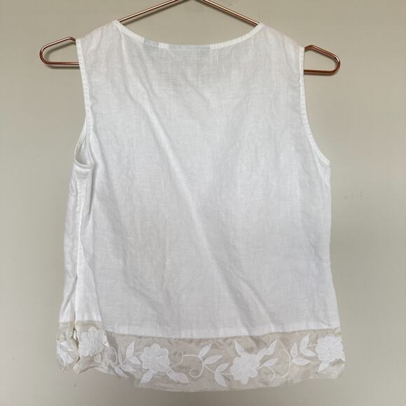 Kate Hill Tank Womens Linen Top 4 Lace Side Zip Lightweight Whimsy Lagom Cottage - Picture 6 of 6